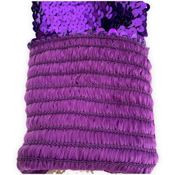 ** HOST PICK** Purple Sequined Shine Elbow Length Fingerless Sleeves - Picture 4 of 4